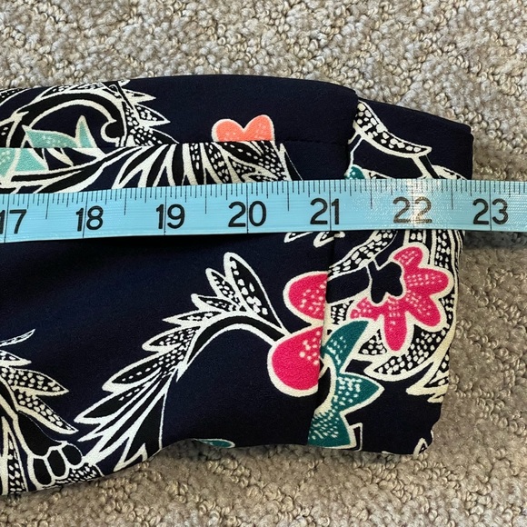 Banana Republic Bird Print Navy Floral Drapey Bomber Jacket, Full Zip, Lined, S - Picture 10 of 16